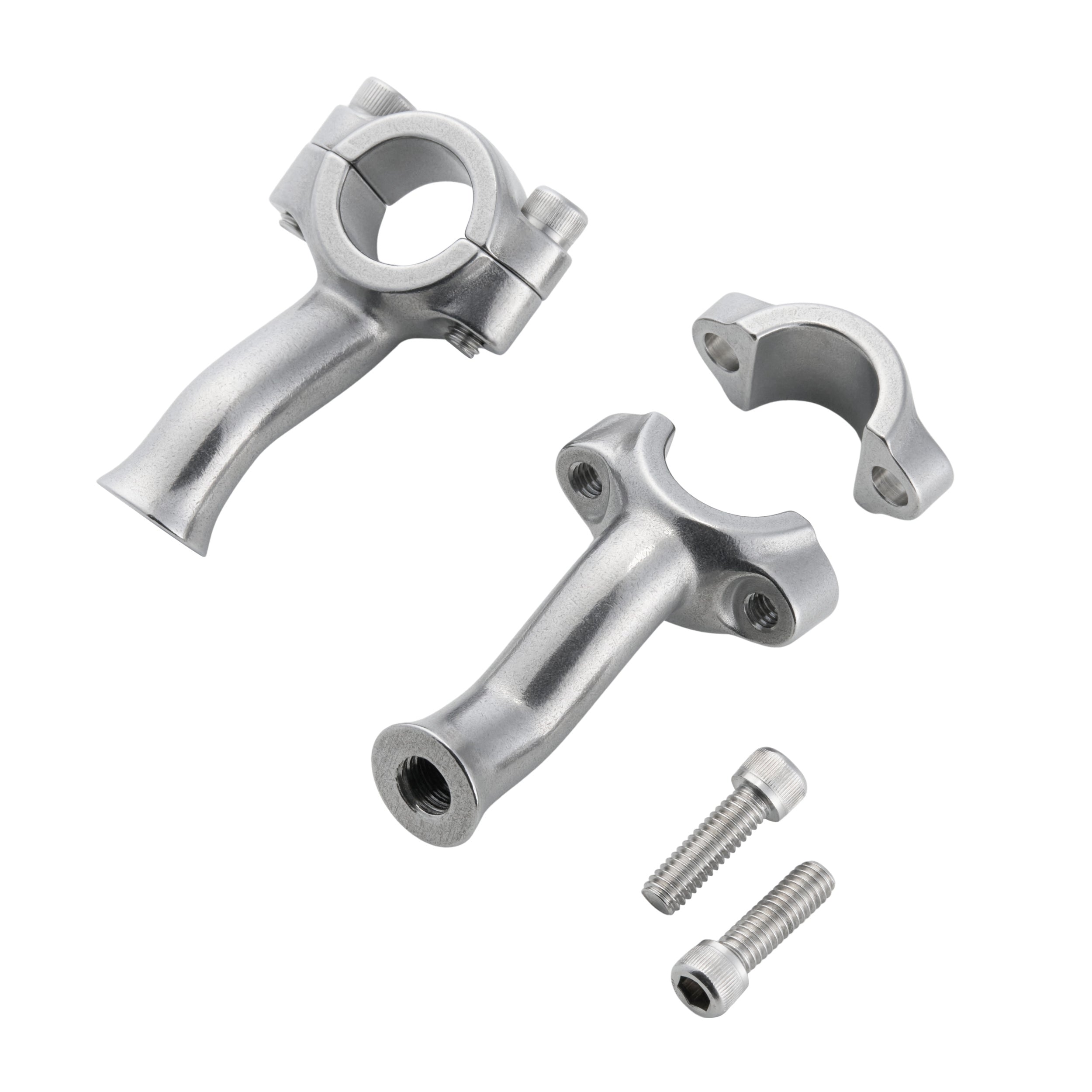 Flanders Style Narrow/Wide Risers for Harley 1 inch tumbled Stainless Steel