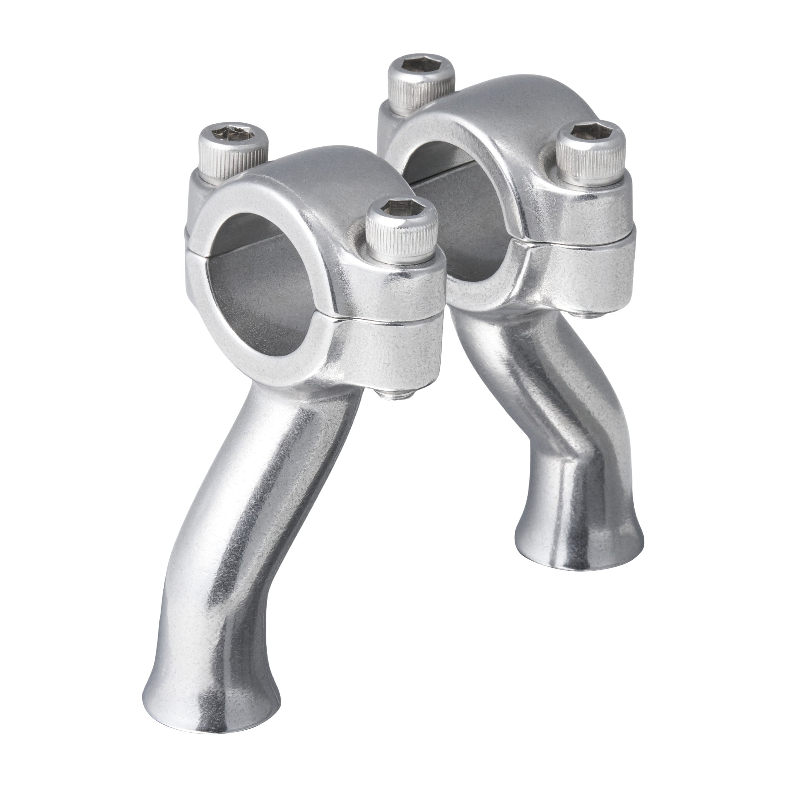 Flanders Style Narrow/Wide Risers for Harley 1 inch tumbled Stainless Steel