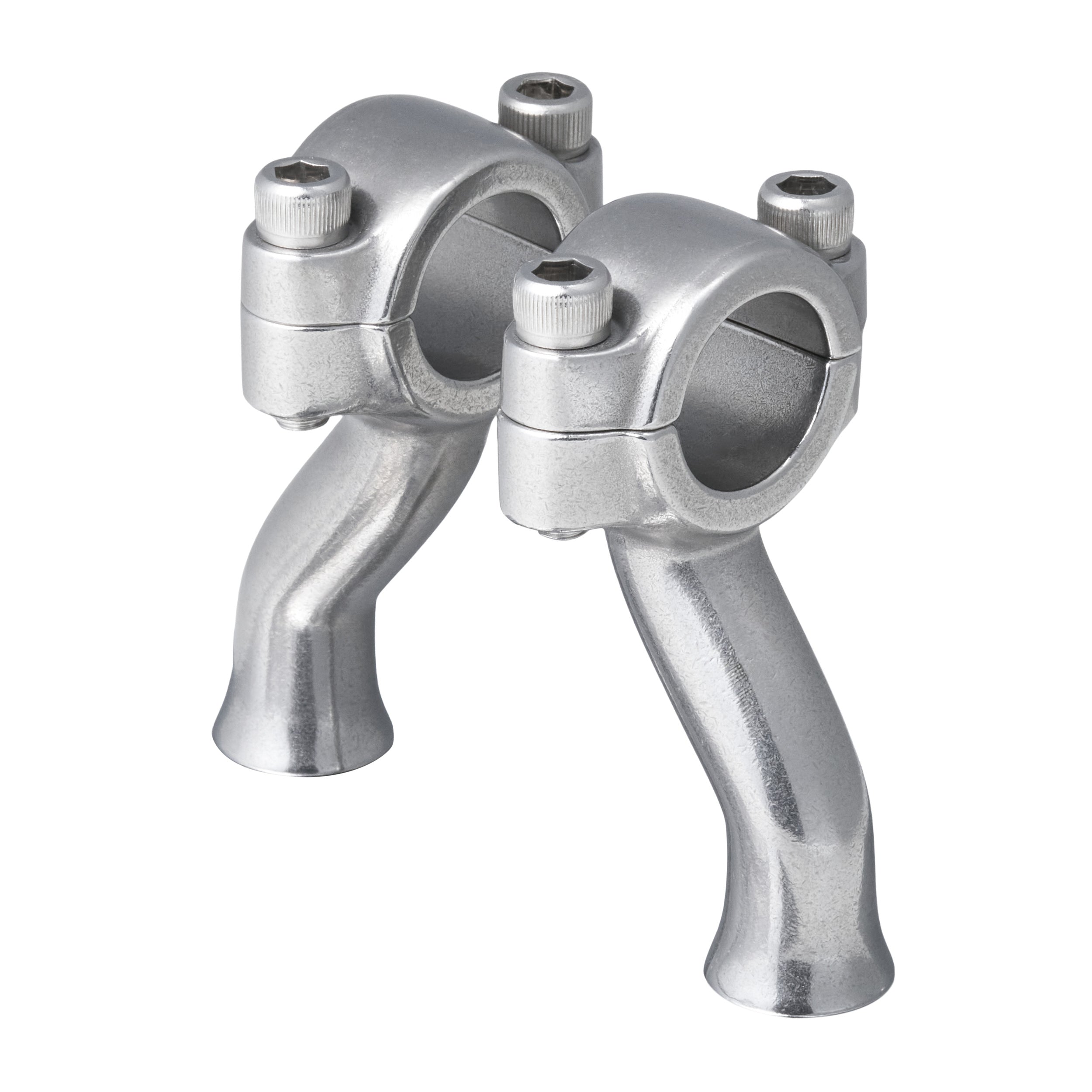 Flanders Style Narrow/Wide Risers for Harley 1 inch tumbled Stainless Steel