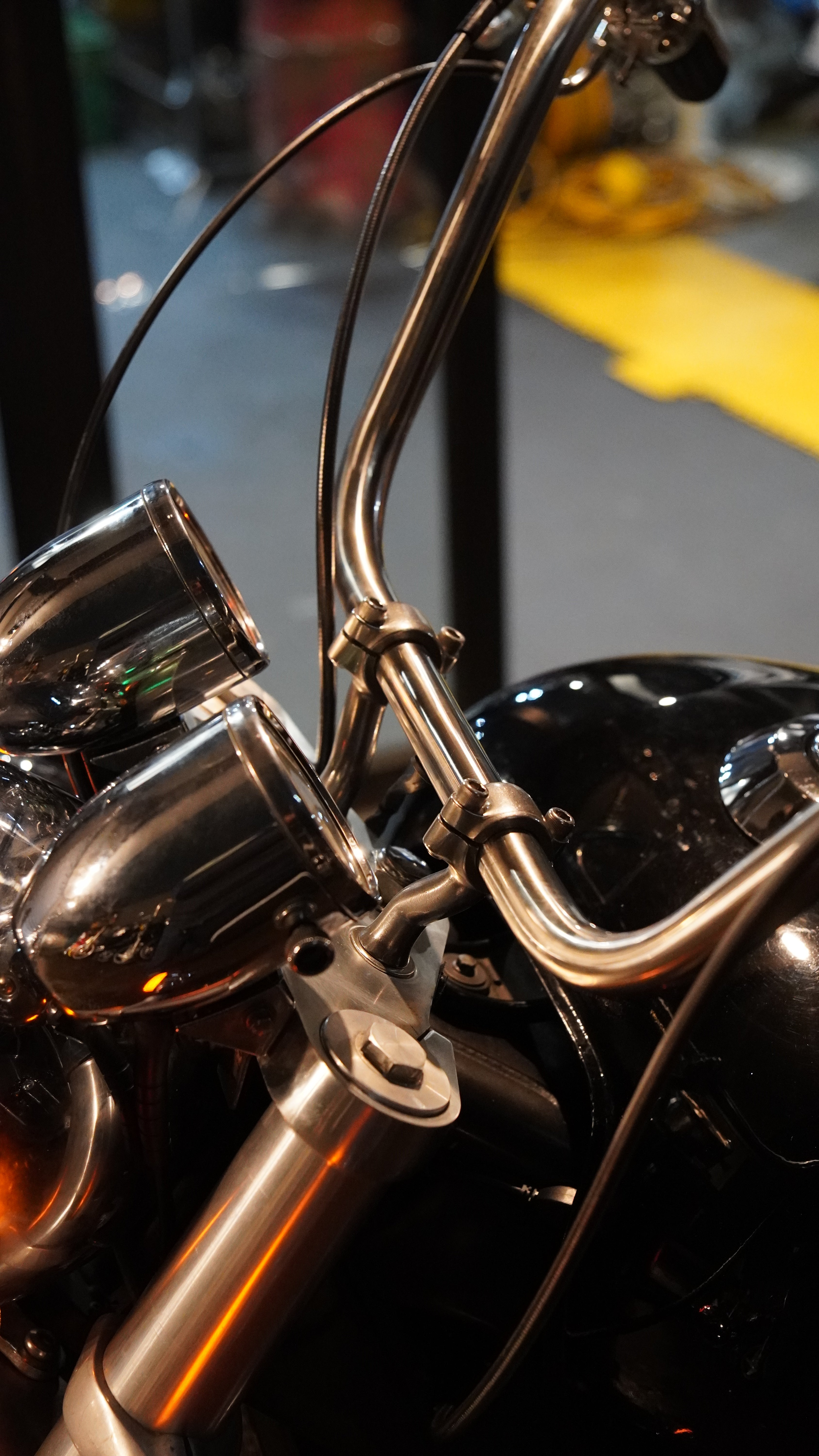 Flanders Style Narrow/Wide Risers for Harley 1 inch tumbled Stainless Steel