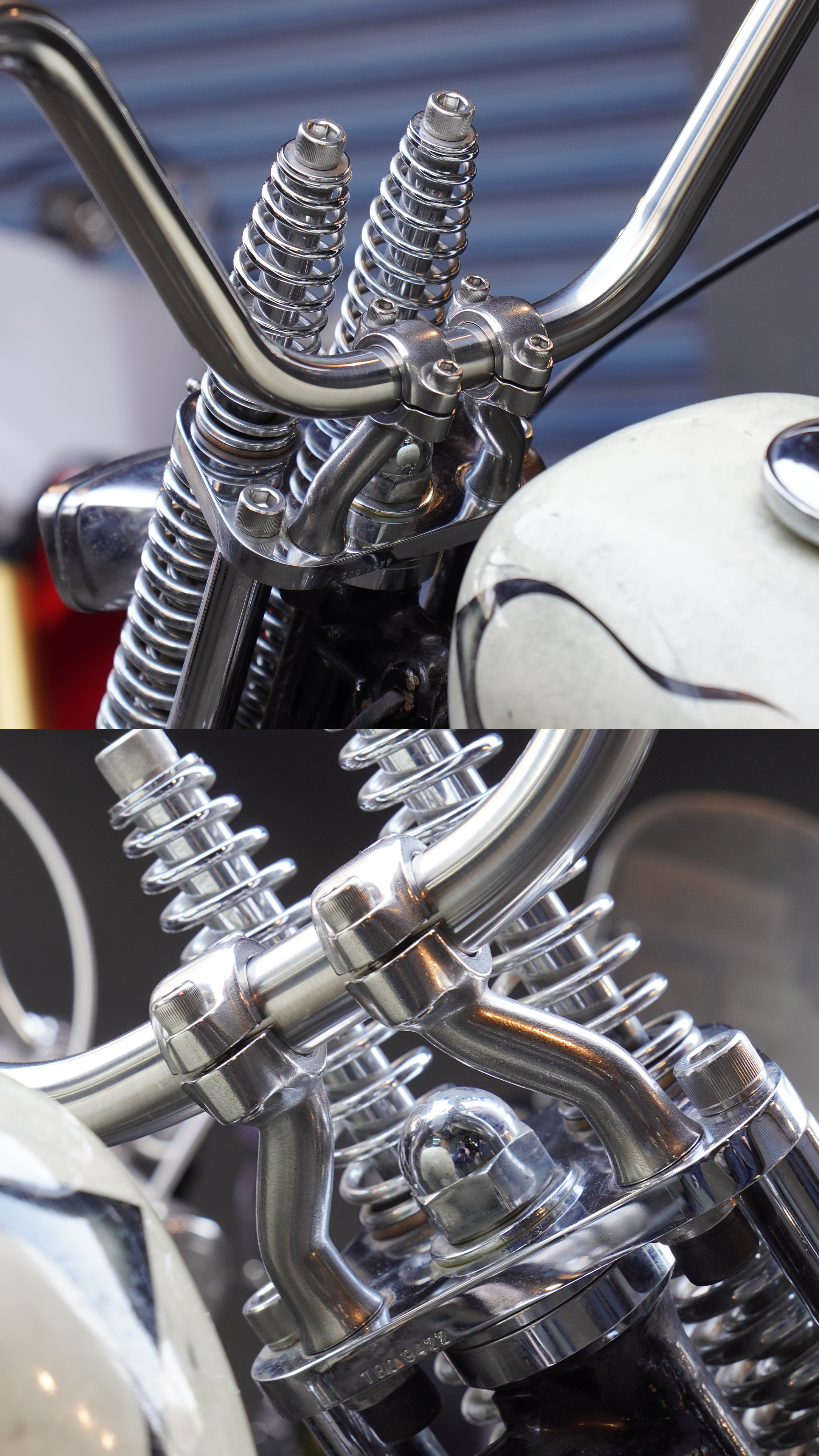 Flanders Style Narrow/Wide Risers for Harley 1 inch brushed Stainless Steel