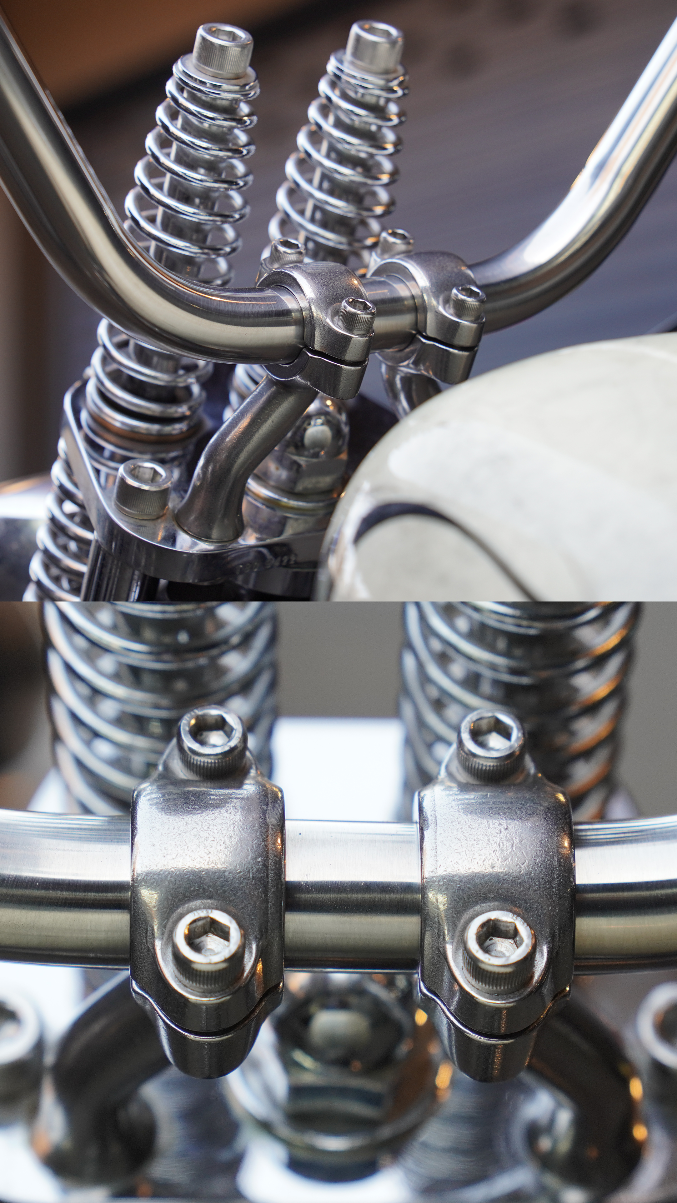 Flanders Style Narrow/Wide Risers for Harley 1 inch brushed Stainless Steel